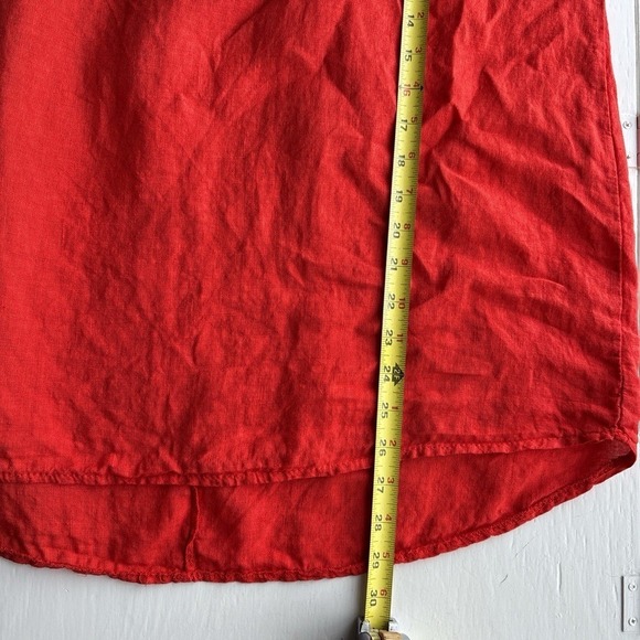 Saiph Womens Linen Short Sleeve XL Orange Lightweight Spring Peasant‎ Boho Top - Picture 7 of 8